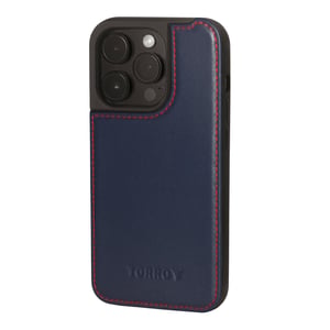 iPhone 15 Pro Leather Bumper Case (with MagSafe Charging) - Navy Blue