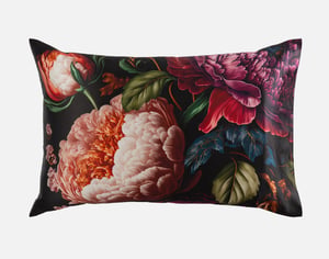 QE Home 100% Mulberry Silk Pillowcase in Matilde, Floral, Red, Standard