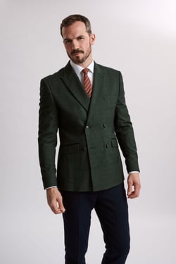 Caridi Olive Double Breasted Blazer