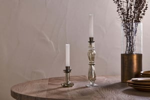 nkuku Tharad Recycled Glass Candle Holder | Candles Holders & Lanterns | Small | Smoke