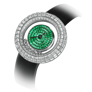 TSAR BOMBA Luxury Women's Watch | Black Green | Nucleus Femme 01 | Full Diamond Pave Floating Crystal Dial | Elegant Round Jewelry Watch with White Leather Strap