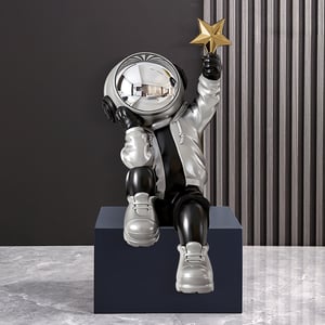 24" Resin Astronaut Sculpture Figurine Ornament Art Decor Gold Star Living Room Bedroom