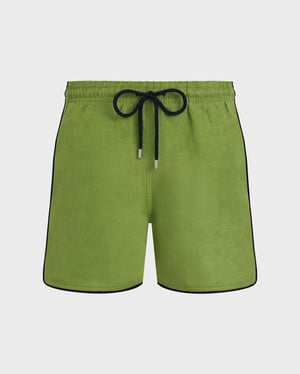 Vilebrequin - Men Linen Swim Shorts Solid - Swimwear - Mallorca - Green - Size XXXL