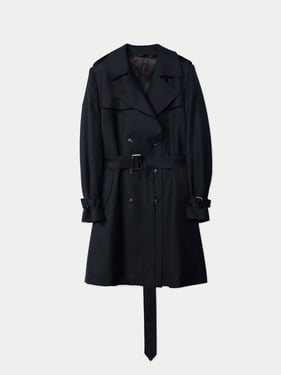 Double Breasted Cashmere Trench Coat - XL / Black / WT0001-1481
