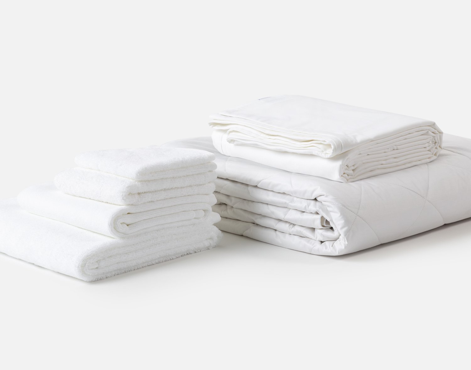 QE Home 6-Piece Bath & Bedding Essentials Bundle - White, Queen