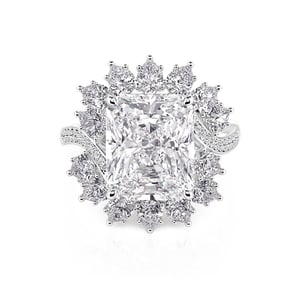 Jeulia Vintage Halo Twist Radiant Cut Engagement Ring