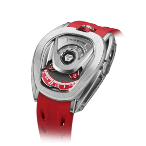 TSAR BOMBA Men's Reactor Series Automatic Mechanical Watch | Silver Red | Wandering Hour Satellite Display | Waterproof Luxury Cyberpunk Timepiece