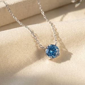 Sapphire Moissanite Crystal Sterling Silver Necklace