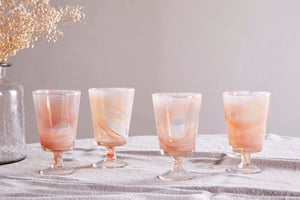 nkuku Shirali Marble Swirl Wine Glass Set Of 4 | Glassware | Apricot