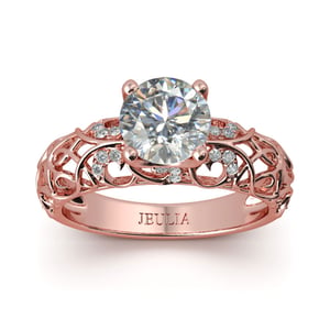Jeulia Vines Round Cut Sterling Silver Ring