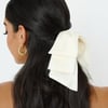 Matte Satin Bow Claw Clip Cream