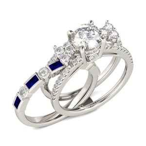 Jeulia Milgrain Round Cut Interchangeable Sterling Silver Ring Set
