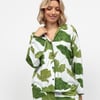 Olive Womens Leaf Printed Jersey Pyjama Top - 12