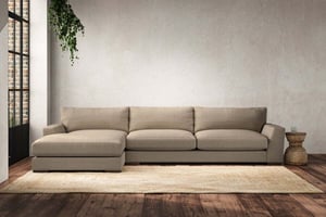 nkuku Guddu Left Hand Chaise Sofa | Make To Order | Grand | Brera Linen Pebble