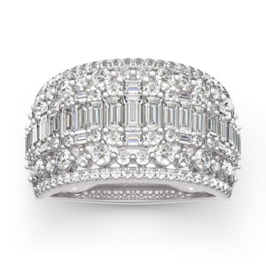 Jeulia Classic Emerald and Round Cut Sterling Silver Band