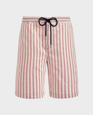 Vilebrequin - Men Striped Cotton Linen Bermuda Shorts - Bermuda - Levant - Pink - Size 42