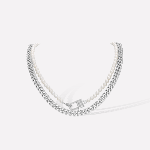 White Gold Plated Twin Necklace