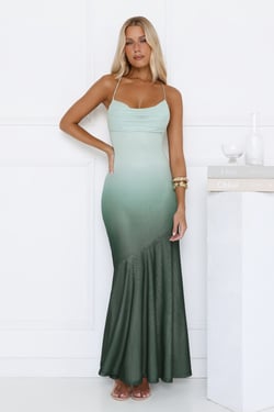 Send Me Flowers Ombre Maxi Dress Green