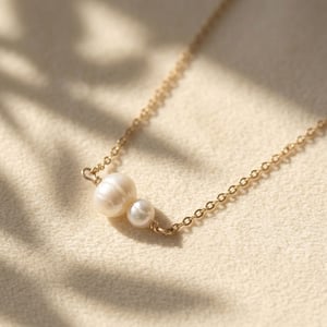 Dainty Two Freshwater Pearls Gold Plated Necklace