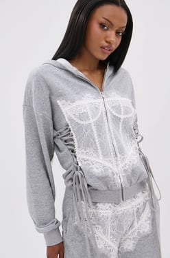 AKIRA Maybe Next Time Oversized Sweatshirt With Lace Details | Size 1X