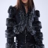 AKIRA Loverboy Faux Fur Moto Jacket | Black | Size Medium