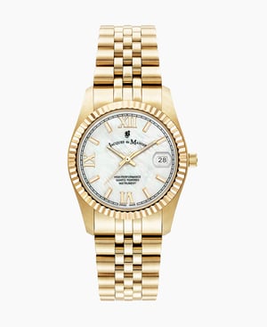 Inspiration Roman 34mm Three-hands Date Gold-tone White dial Stainless steel swiss watch - 34 mm