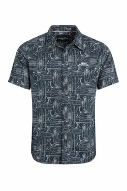 Weird Fish Summertown Short Sleeve Printed Shirt Navy Size M