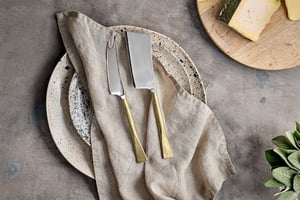 nkuku Ena Cheese Knife Set Set Of 2 | Serveware | One Size | Brushed Gold