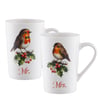 Aynsley Mr & Mrs Robin Latte Mugs Pair