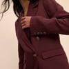 Burgundy Double Breasted Linen-Blend Alicia Blazer