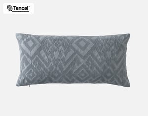 QE Home Fergana Boudoir Pillow Cover, Geometric, Grey, 24" x 12"