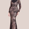 Goddiva Modesty Sequin Evening Maxi Dress - Black