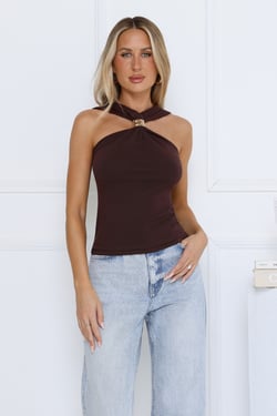 Sleek Temptation Top Brown