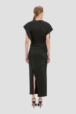 Victoria Beckham Midi Dress In Black - 14 - Womens