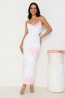 Unbothered Beauty Mesh Maxi Dress White