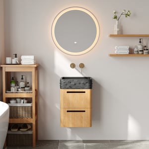 Small Wooden Concrete Top Wall Hung Bathroom Vanity Unit with Cabinet