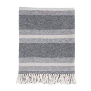 Alpine Cotton Throw Blanket   Grey /  Ivory