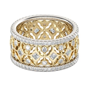Jeulia Two Tone Art Deco Sterling Silver Women's Band