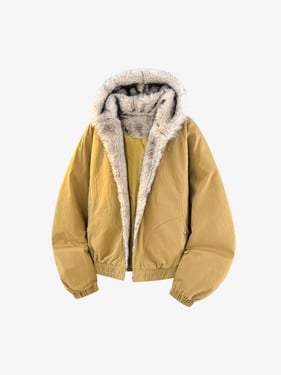 Street Faux Fur Collar Hooded Windproof Padded Jacket - Brown / 2XL