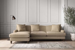 nkuku Deni Large Left Hand Chaise Sofa | Make To Order | Brera Linen Pebble | No Colour