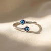 Turkish Blue Evil Eye Sterling Silver Stacking Ring