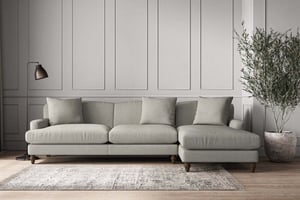 nkuku Deni Right Hand Chaise Sofa | Make To Order | Grand | Brera Linen Smoke