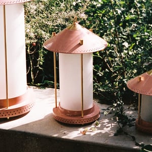 Medium Stefan rechargeable lantern in Blush by the Novogratz