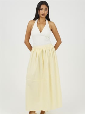 Brave Soul Poplin Longline Skirt - Lemon - XS