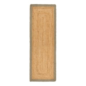 Jute Border Runner Sage Green - 67x200cm
