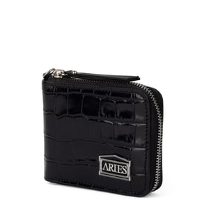 Aries Croc Studded Bobby Wallet Black