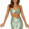 VIPs Accepted Satin Crop Top Sage