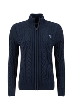 Weird Fish Lunenne Full Zip Cable Knit Navy Size 8