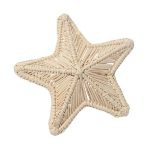 Starfish Handwoven Iraca Napkin Ring - Natural Palm with Color Accents / Dark Green