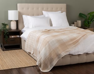 QE Home Bamboo Gauze Blanket in Tan, Beige, Queen